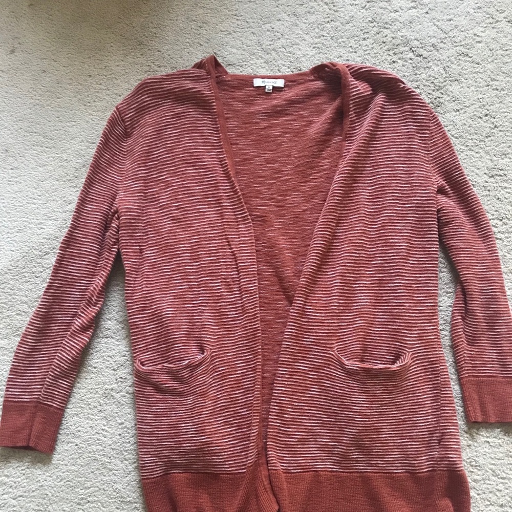 Madewell Cardigan Size M Burnt Orange Stripes